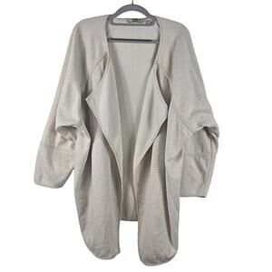 Athleta Heathered Beige Comfortable Waterfall Cardigan Women L